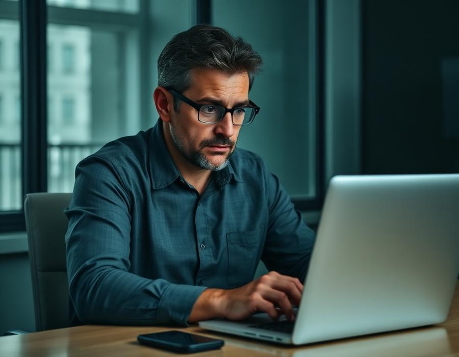 Frustrierter Unternehmer mit 1-Stern-Bewertung